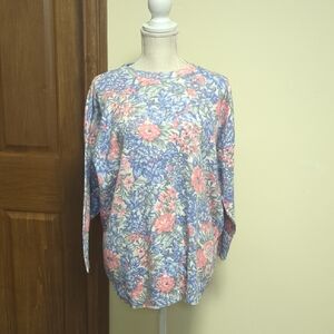 Chic Floral Blouse - Pink and Blue NWOT